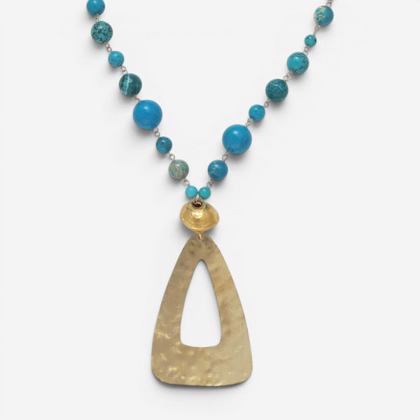 Devon Leigh 18K Yellow Gold Plated Brass Multi-Gemstone Pendant Necklace N6609