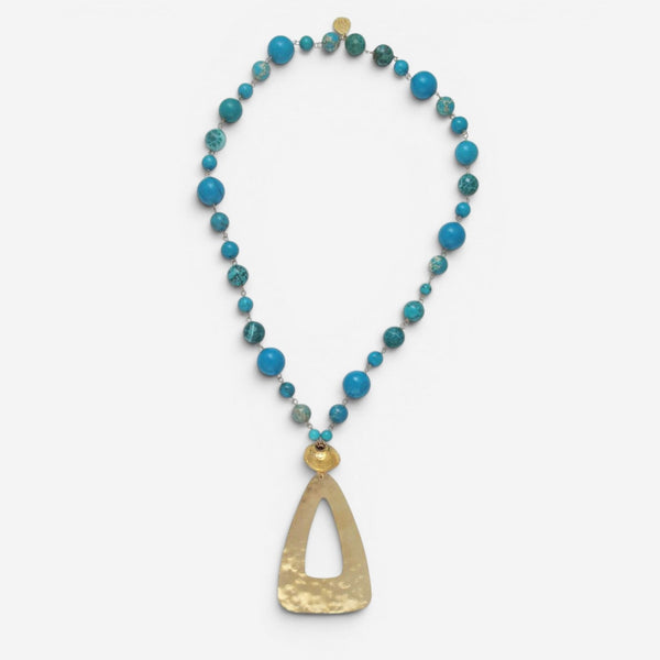 Devon Leigh 18K Yellow Gold Plated Brass Multi-Gemstone Pendant Necklace N6609