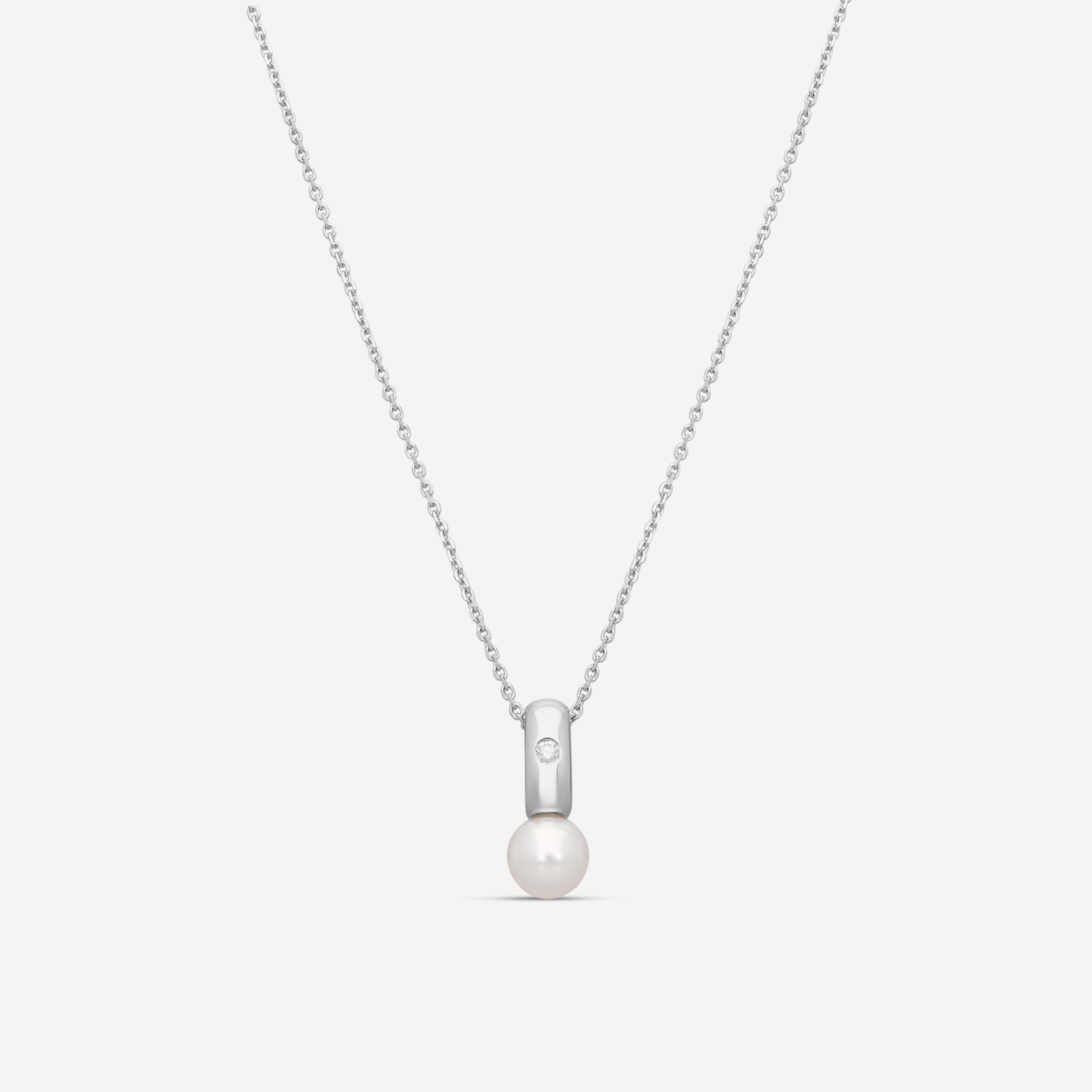 Assael 18K White Gold Akoya Cultured Pearl & Diamond Pendant Necklace N7485 - THE SOLIST