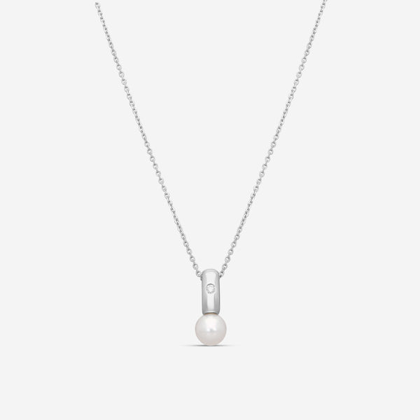 Assael 18K White Gold Akoya Cultured Pearl & Diamond Pendant Necklace N7485