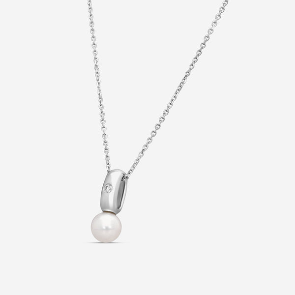 Assael 18K White Gold Akoya Cultured Pearl & Diamond Pendant Necklace N7485