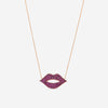 Sydney Evan Large Pavé Lips 14K Rose Gold Ruby Pendant Necklace NAJ1133R-R18XT