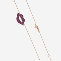 Sydney Evan Large Pavé Lips 14K Rose Gold Ruby Pendant Necklace NAJ1133R-R18XT