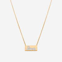 Sydney Evan Pavé Love Bar 14K Rose and White Gold Diamond Pendant Necklace NAJ1171-RW18XT