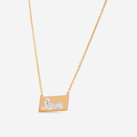 Sydney Evan Pavé Love Bar 14K Rose and White Gold Diamond Pendant Necklace NAJ1171-RW18XT