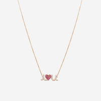 Sydney Evan Large "I Love You" 14K Rose Gold Diamond and Ruby Pendant Necklace NAS1142R-R16