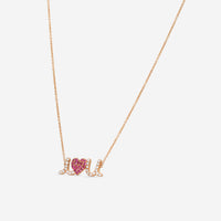 Sydney Evan Large "I Love You" 14K Rose Gold Diamond and Ruby Pendant Necklace NAS1142R-R16