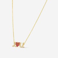 Sydney Evan Large "I Love You" 14K Yellow Gold Ruby and Diamond Pendant Necklace NAS1142R-Y18XT