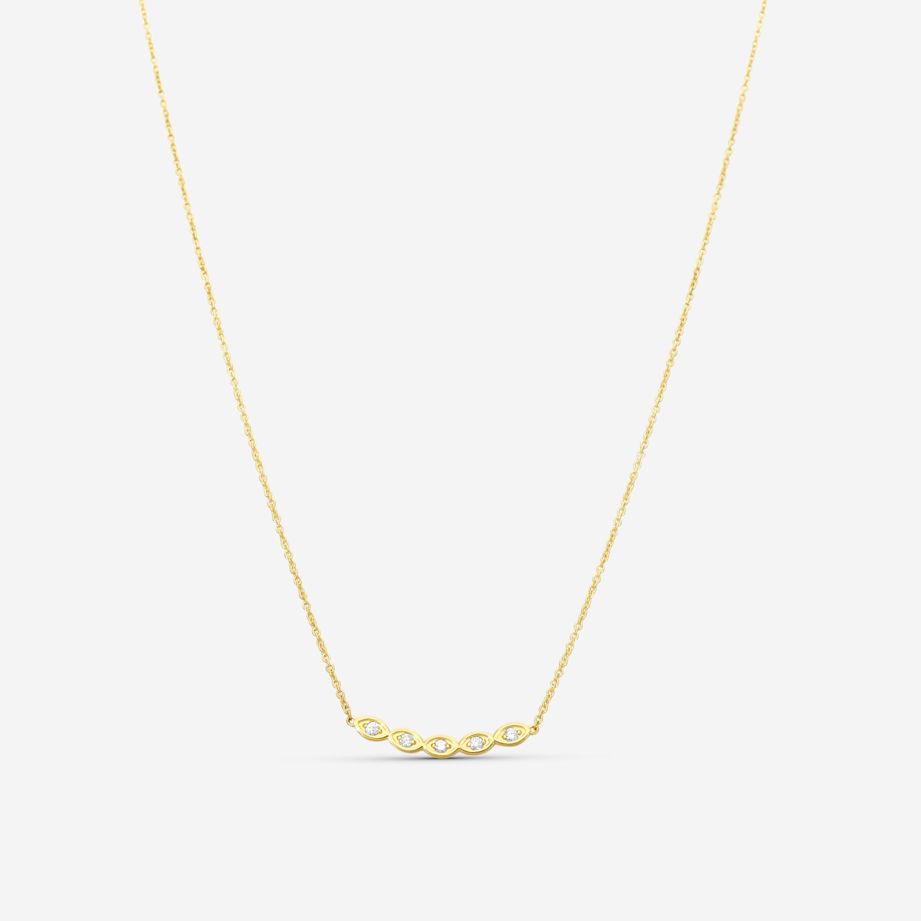 Sydney Evan 5 Curved Protective Eyes 14K Yellow Gold Diamond Pendant Necklace NAS1174-Y18XT