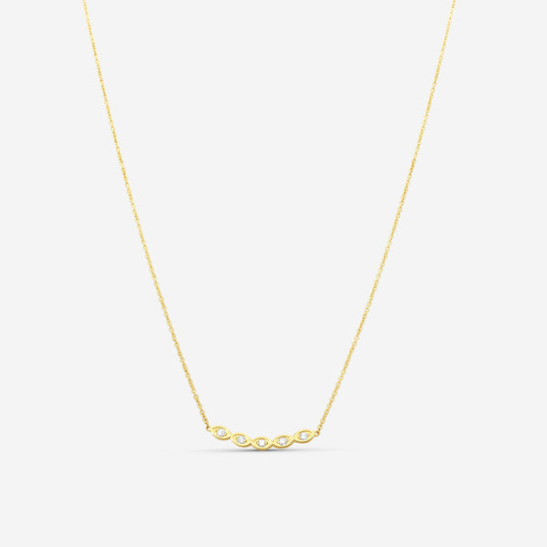 Sydney Evan 5 Curved Protective Eyes 14K Yellow Gold Diamond Pendant Necklace NAS1174-Y18XT