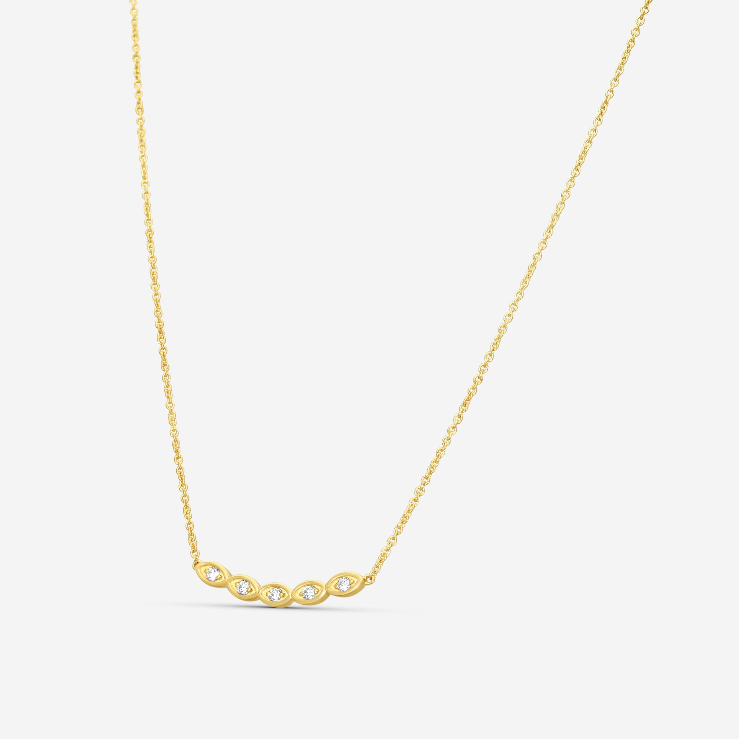 Sydney Evan 5 Curved Protective Eyes 14K Yellow Gold Diamond Pendant Necklace NAS1174-Y18XT