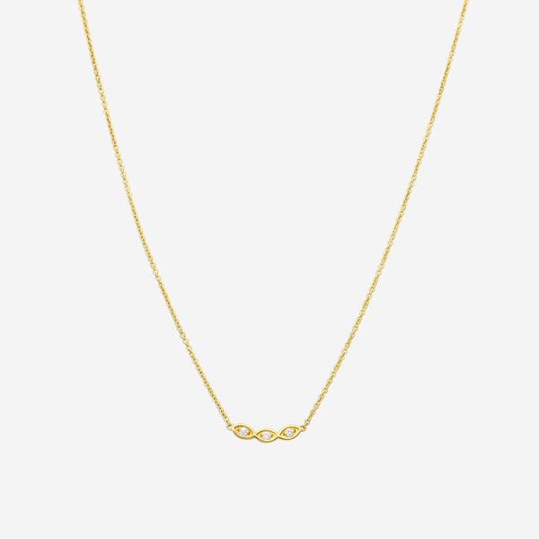 Sydney Evan 3 Curved Protective Eye 14K Yellow Gold Diamond Pendant Necklace NAS1175-Y18XT