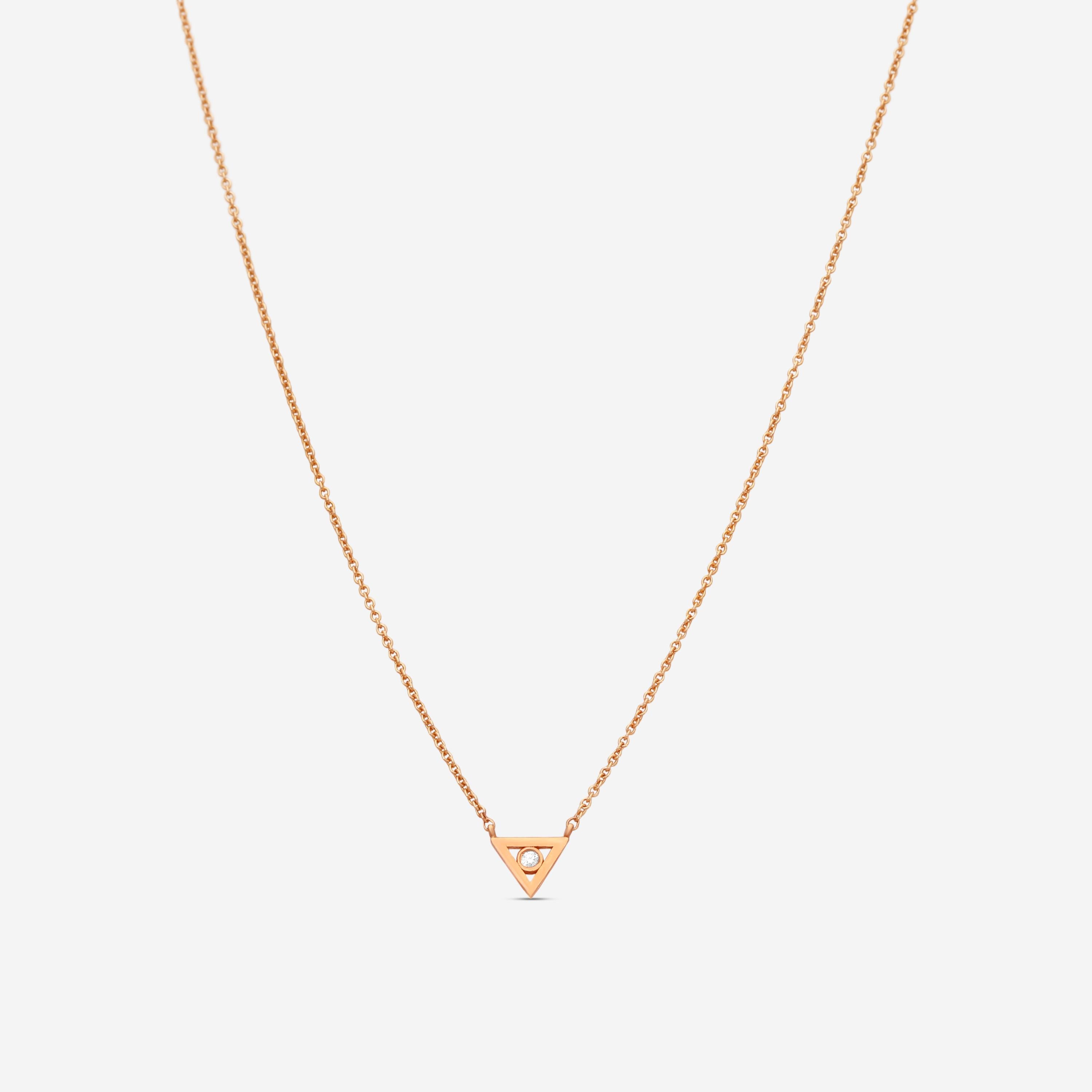 Sydney Evan 14K Rose Gold Diamond Bezel Triangle Pendant Necklace NAS1177-R18XT