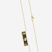 Sydney Evan Luck Enamel Tableau 14K Yellow Gold Diamond Bar Pendant Necklace NET1230BL-Y18XT
