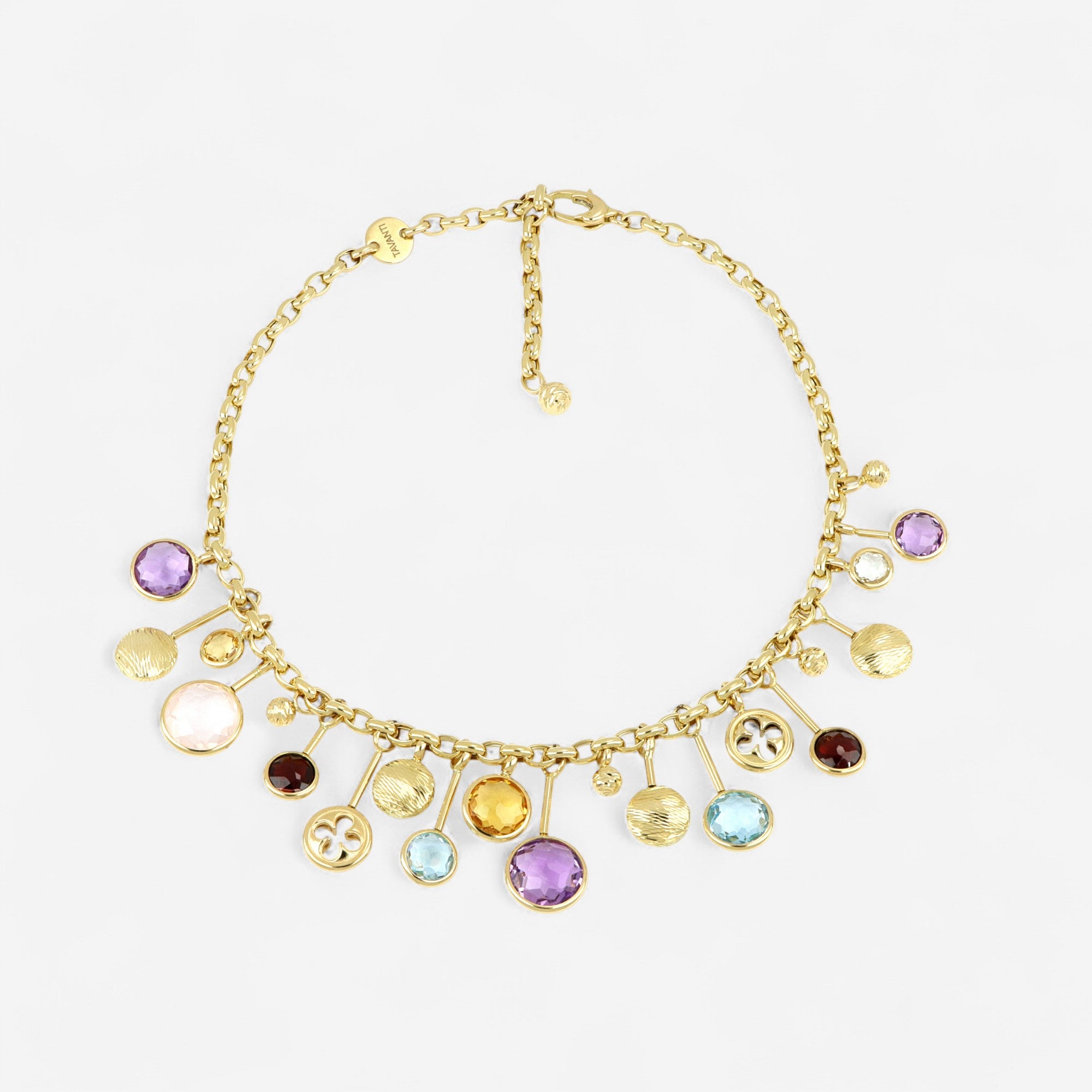 TAVANTI - 18KT Yellow Gold, Semiprecious Necklace ( Garnet, Citrine, Quartz, Amethyst)-NF018CL Y - 190

Length 15