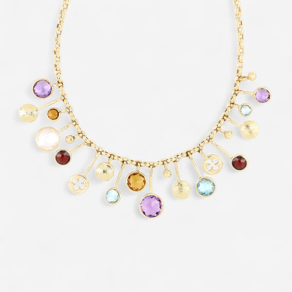 TAVANTI - 18KT Yellow Gold, Semiprecious Necklace ( Garnet, Citrine, Quartz, Amethyst)-NF018CL Y - 190

Length 15". - THE SOLIST