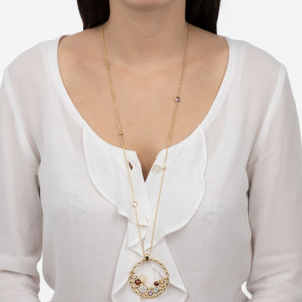 Tavanti Luna 18K Yellow Gold Semiprecious Pendant Necklace NF020CH-B-Y-196
