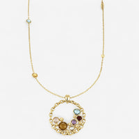 TAVANTI - 18KT Yellow Gold, Semiprecious Pendant ( Citrine, Quartz, Garnet)-NF020CH Y - 194

Length 24", pendant 43mm. - THE SOLIST