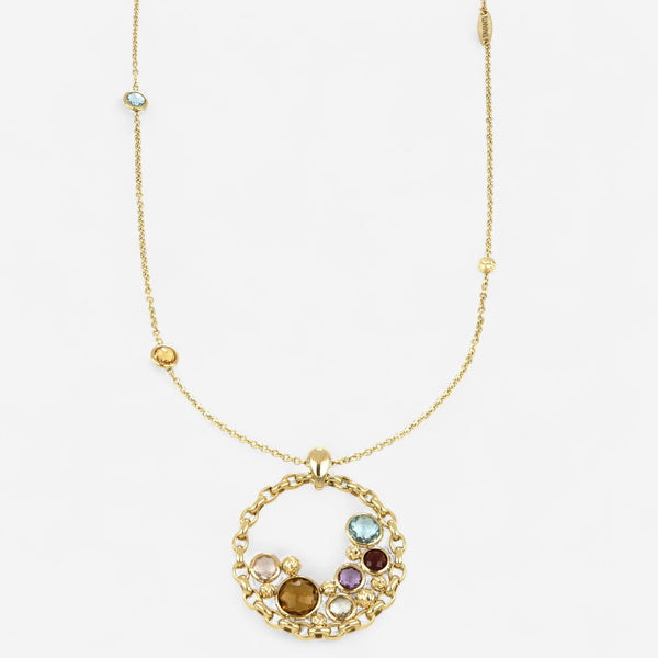 TAVANTI - 18KT Yellow Gold, Semiprecious Pendant ( Citrine, Quartz, Garnet)-NF020CH Y - 194

Length 24", pendant 43mm. - THE SOLIST