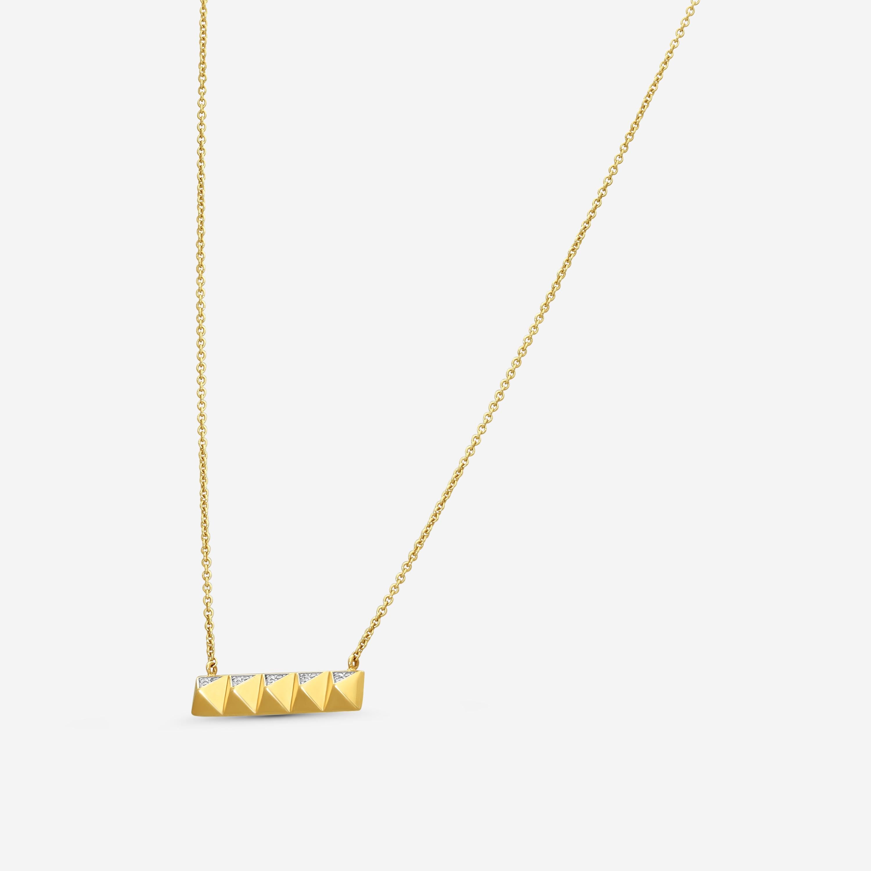 Sydney Evan Small Pyramid Bar 14K Yellow Gold Diamond Pendant Necklace NJP1081-Y16