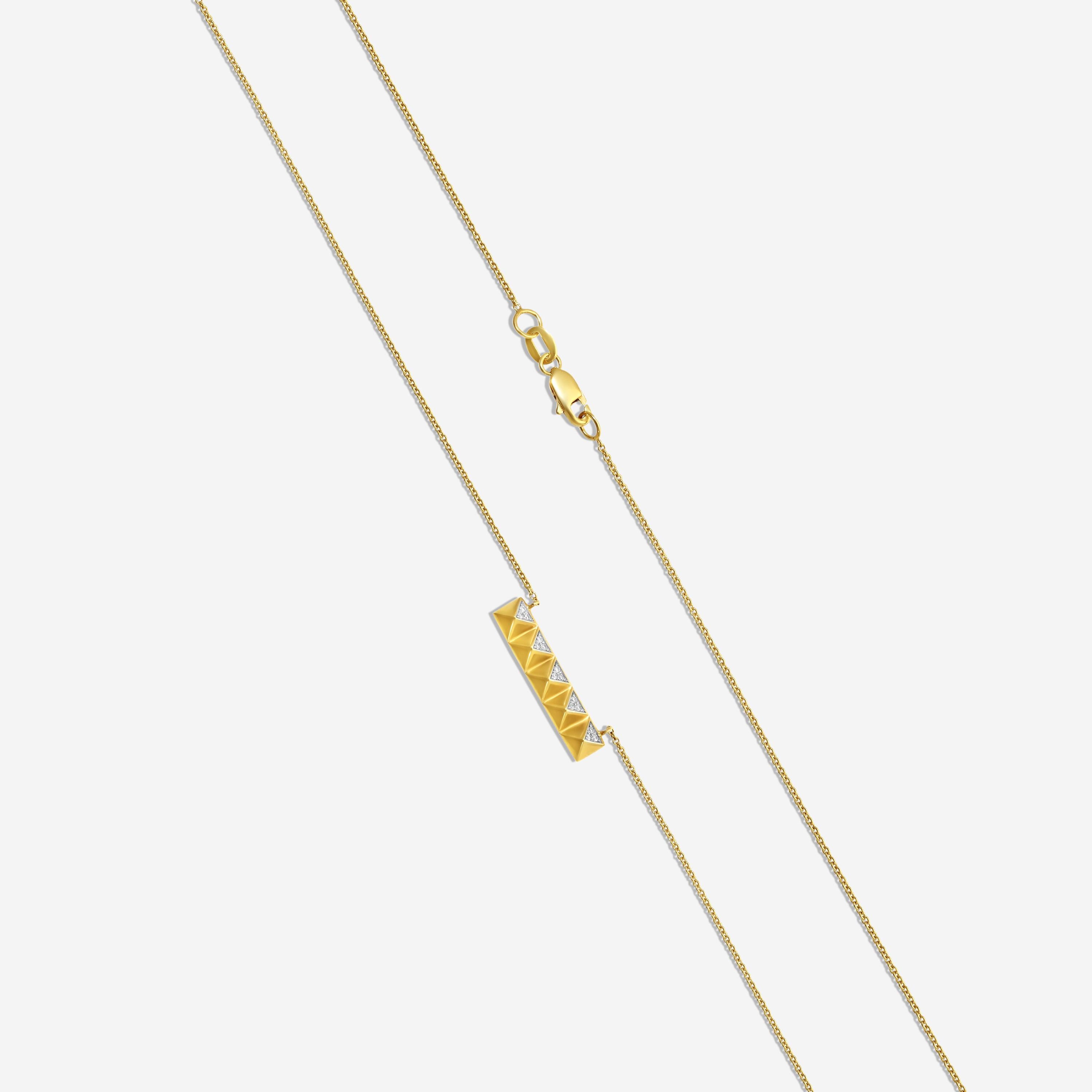 Sydney Evan Small Pyramid Bar 14K Yellow Gold Diamond Pendant Necklace NJP1081-Y16