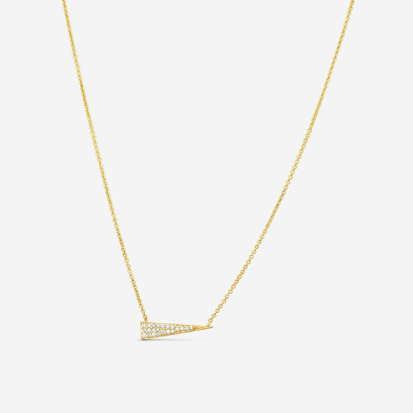 Sydney Evan Long Triangle 14K Yellow Gold Diamond Pendant Necklace NJP1155-Y18XT
