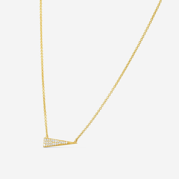 Sydney Evan Long Triangle 14K Yellow Gold Diamond Pendant Necklace NJP1155-Y18XT