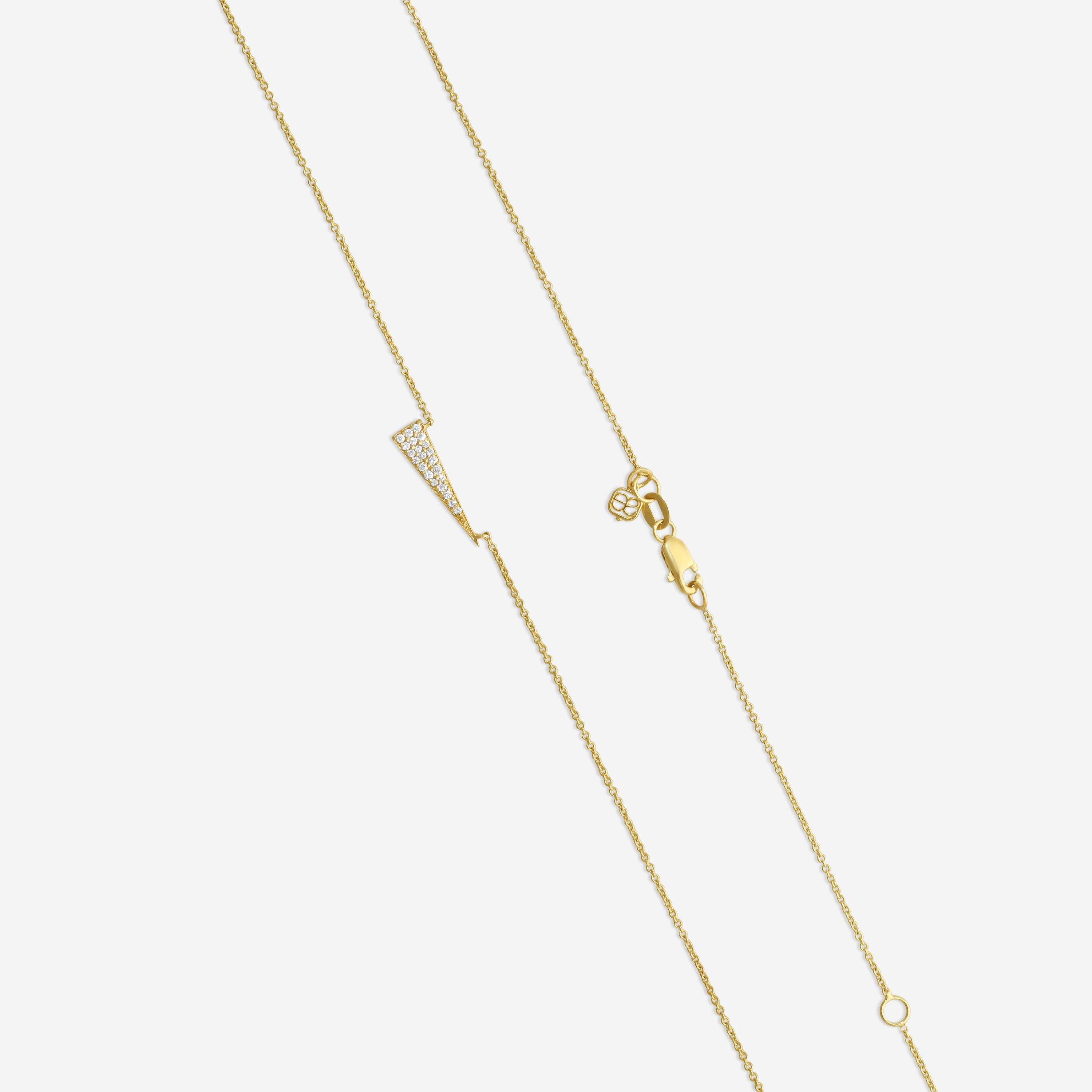 Sydney Evan Long Triangle 14K Yellow Gold Diamond Pendant Necklace NJP1155-Y18XT