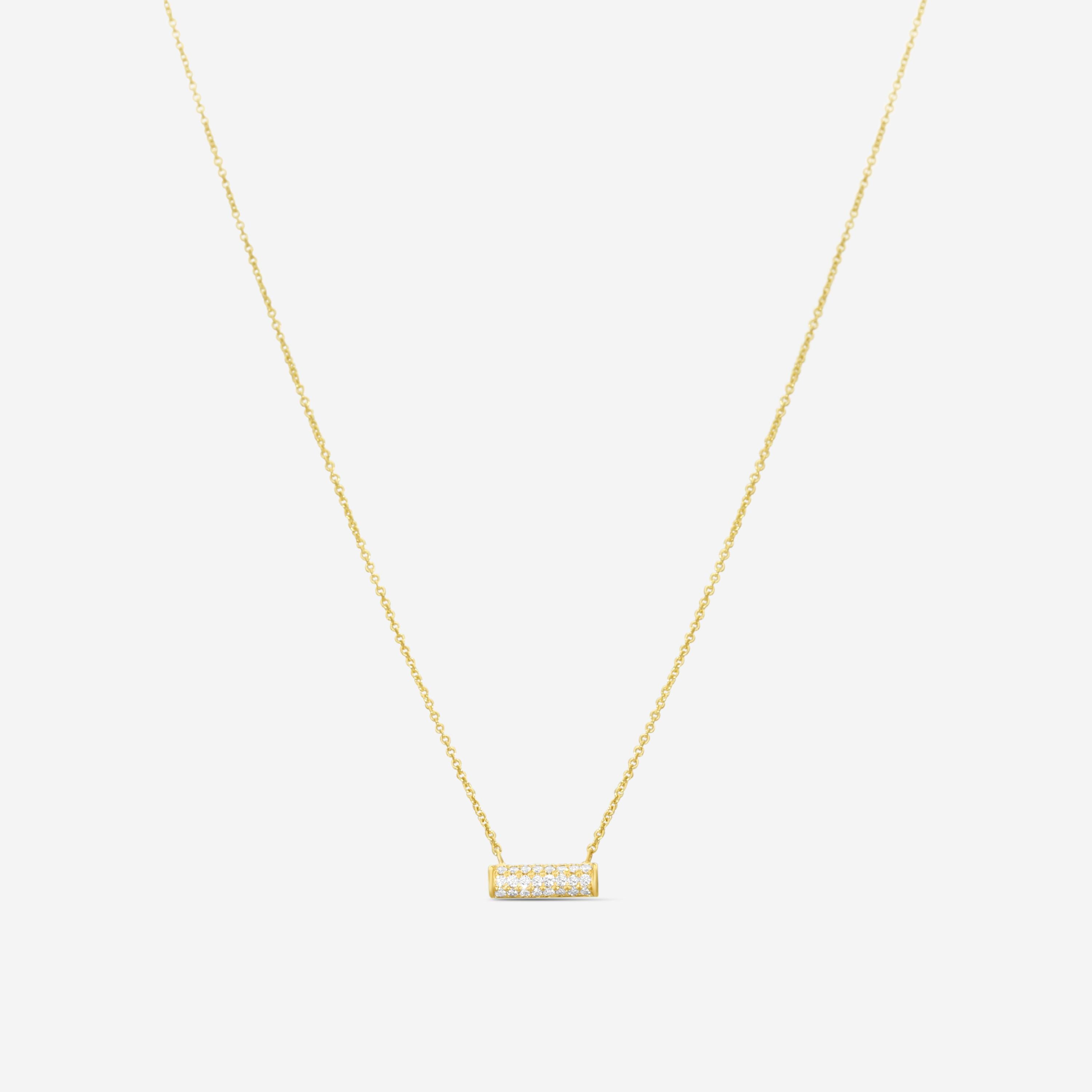 Sydney Evan Short Full Pavé Roll 14K Yellow Gold Diamond Pendant Necklace NJP1232-Y18XT