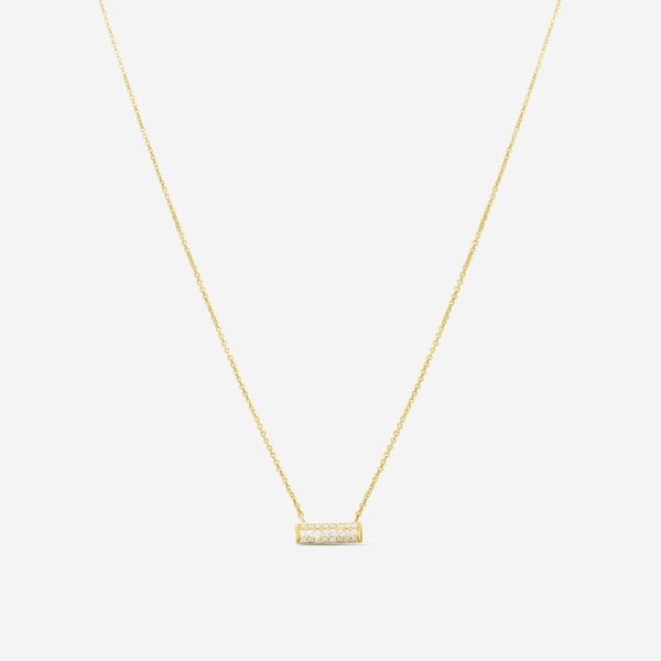 Sydney Evan Short Full Pavé Roll 14K Yellow Gold Diamond Pendant Necklace NJP1232-Y18XT