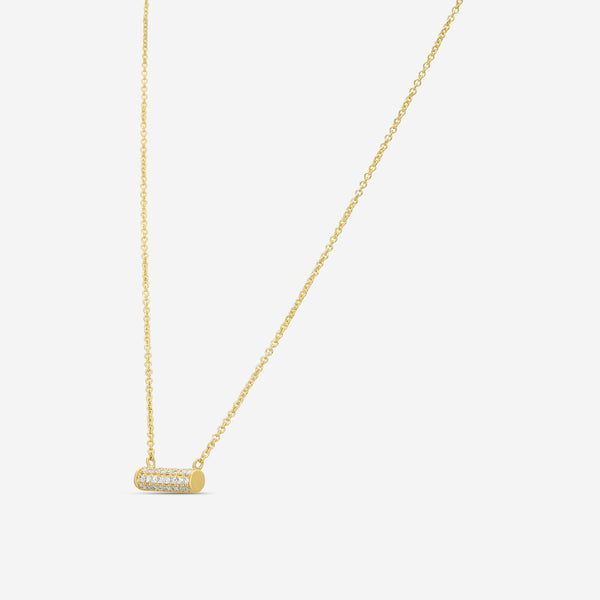 Sydney Evan Short Full Pavé Roll 14K Yellow Gold Diamond Pendant Necklace NJP1232-Y18XT