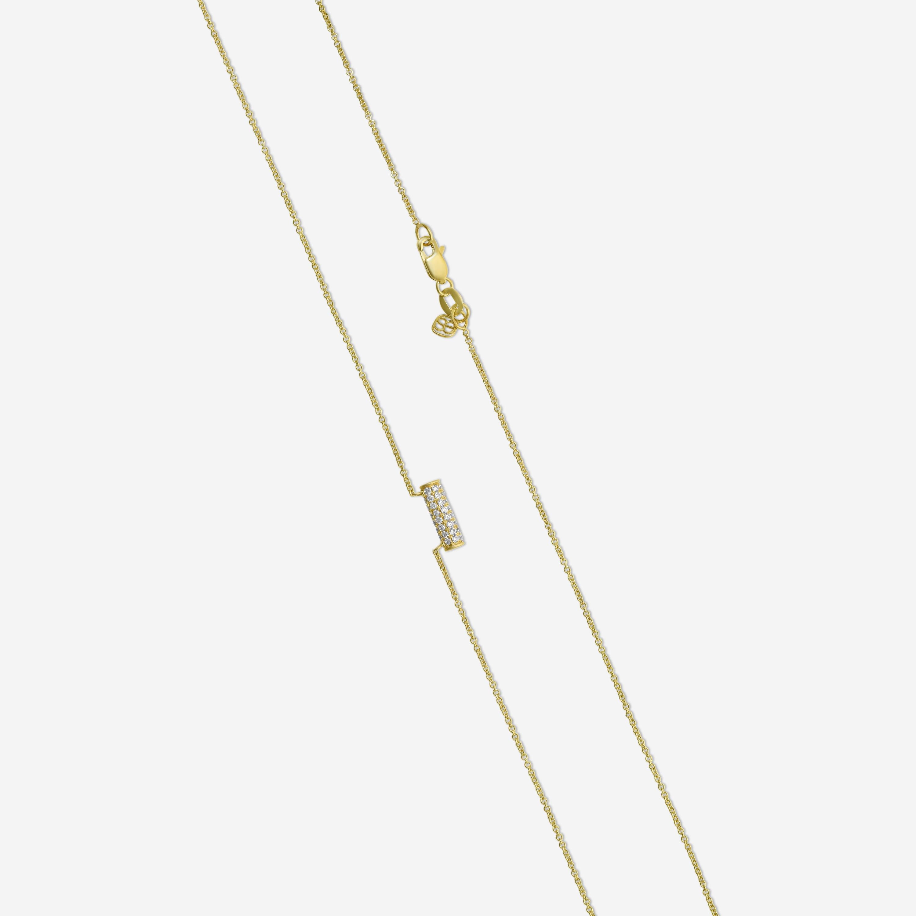Sydney Evan Short Full Pavé Roll 14K Yellow Gold Diamond Pendant Necklace NJP1232-Y18XT