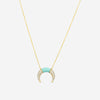 Sydney Evan Pavé Inverted Crescent 14K Yellow Gold Diamond and Turquoise Pendant Necklace NJP1254TQ-Y18XT