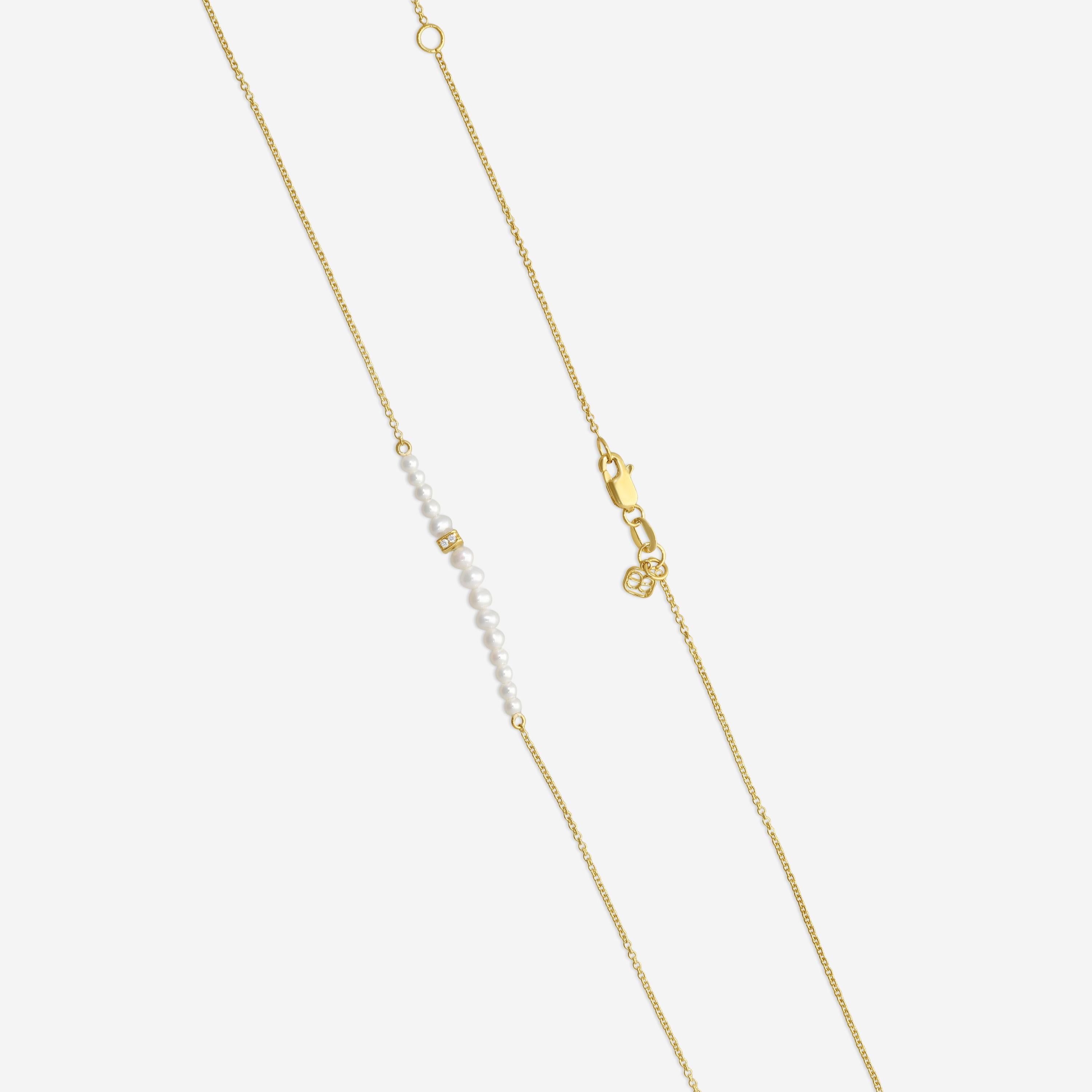 Sydney Evan 14K Yellow Gold Graduated Pearl and Diamond Station Necklace NJP1266PE-Y18XT - THE SOLIST