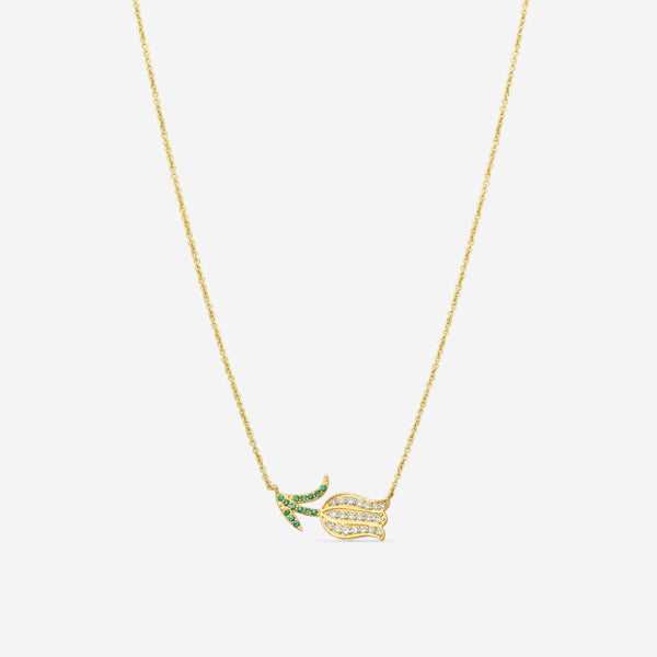 Sydney Evan Tulip 14K Yellow Gold Diamond and Emerald Pendant Necklace NJP1955EM-Y18XT