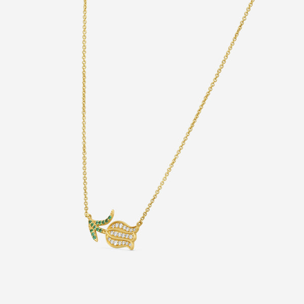 Sydney Evan Tulip 14K Yellow Gold Diamond and Emerald Pendant Necklace NJP1955EM-Y18XT