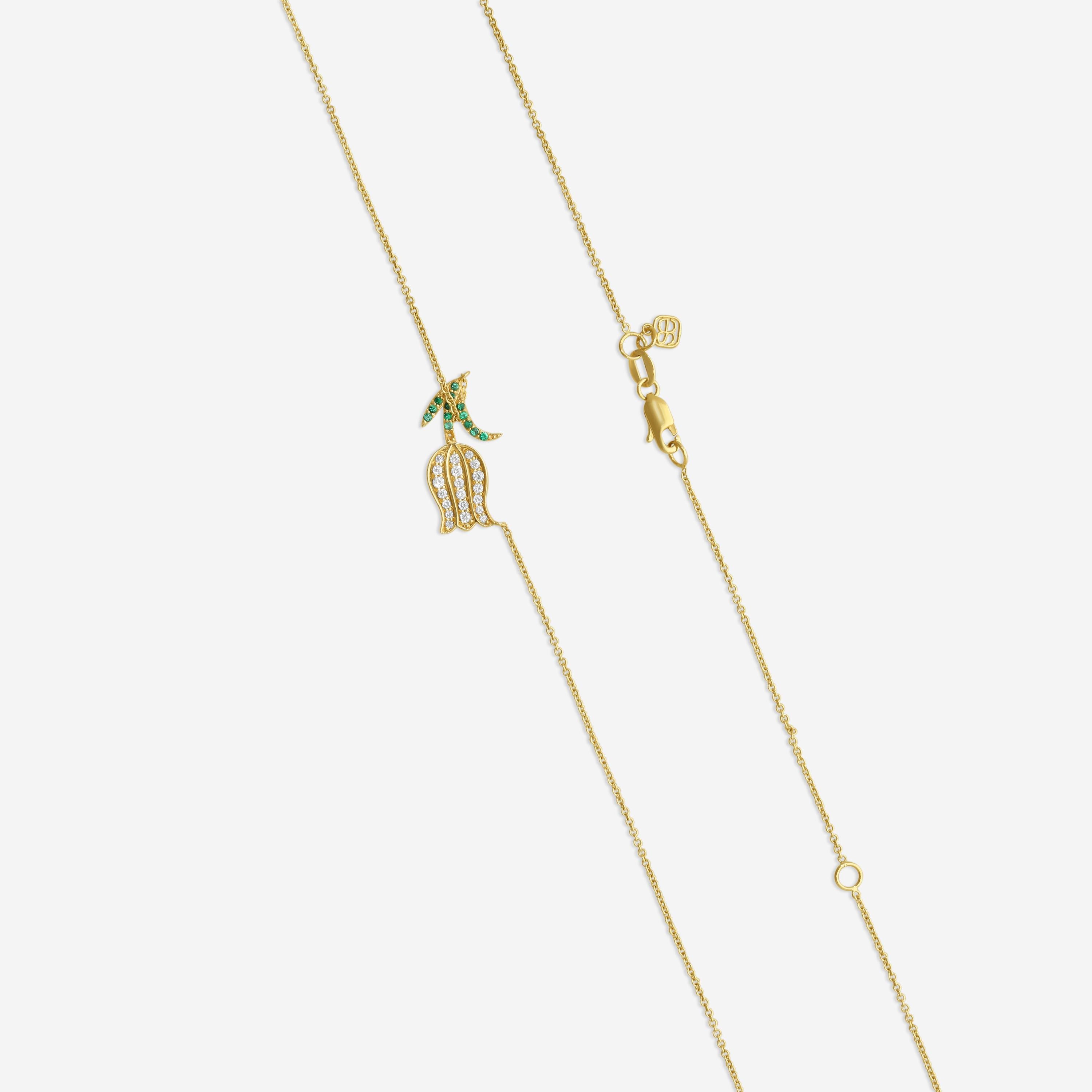 Sydney Evan Tulip 14K Yellow Gold Diamond and Emerald Pendant Necklace NJP1955EM-Y18XT
