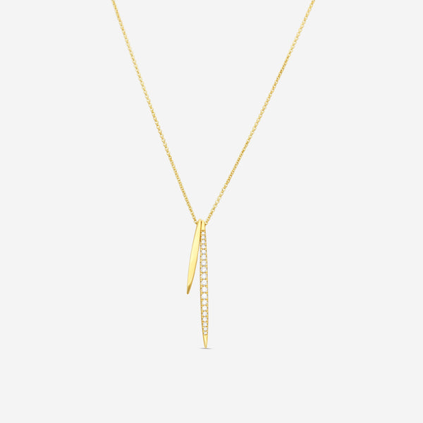 Sydney Evan Double Needle 14K Yellow Gold Diamond Pendant Necklace NJP2578-Y18XT