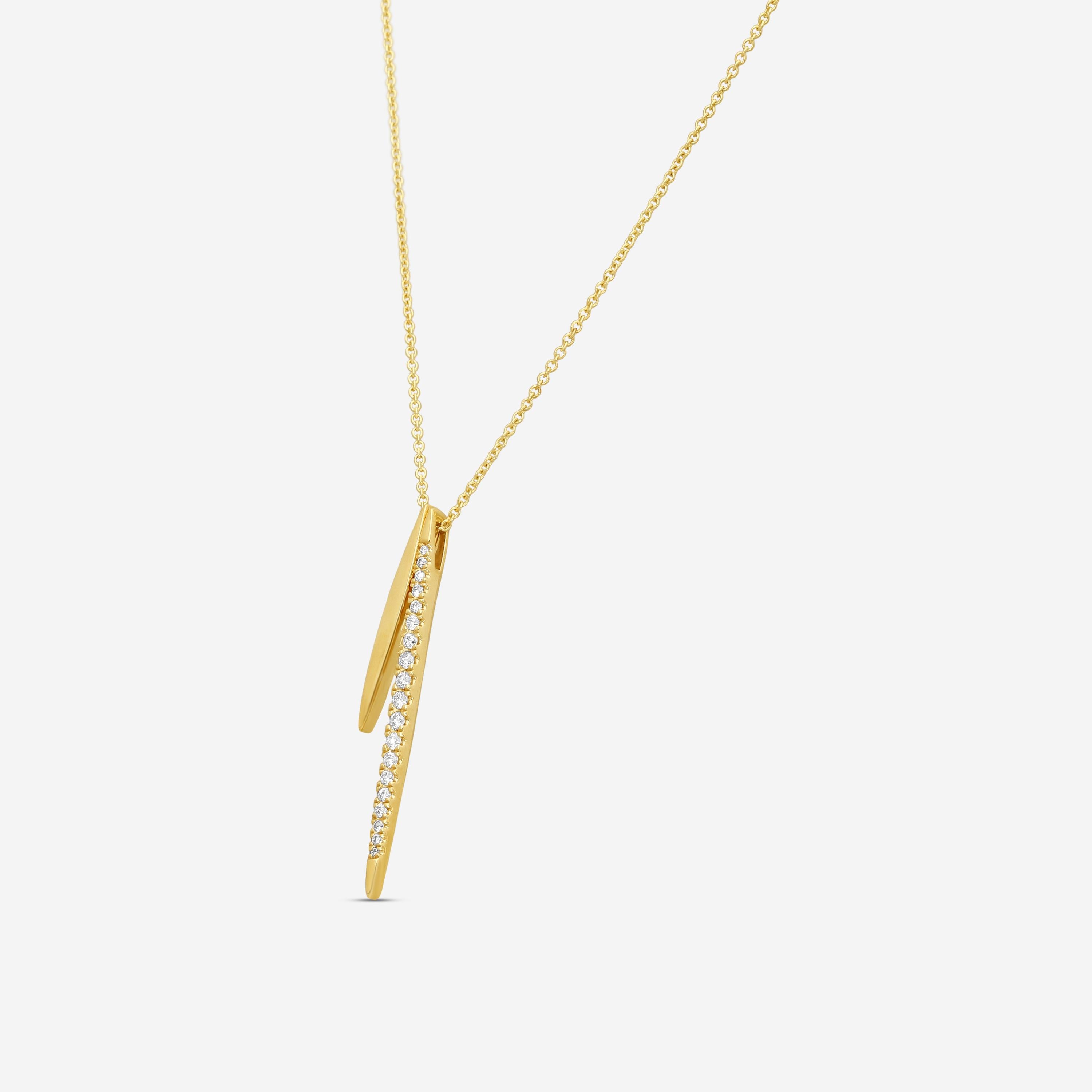 Sydney Evan Double Needle 14K Yellow Gold Diamond Pendant Necklace NJP2578-Y18XT