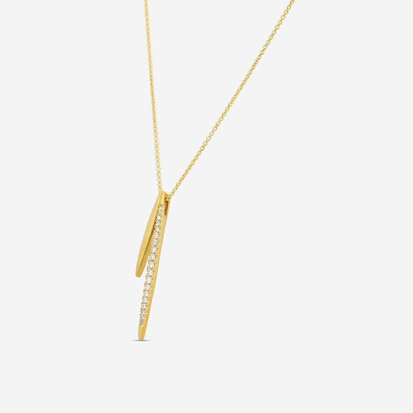 Sydney Evan Double Needle 14K Yellow Gold Diamond Pendant Necklace NJP2578-Y18XT