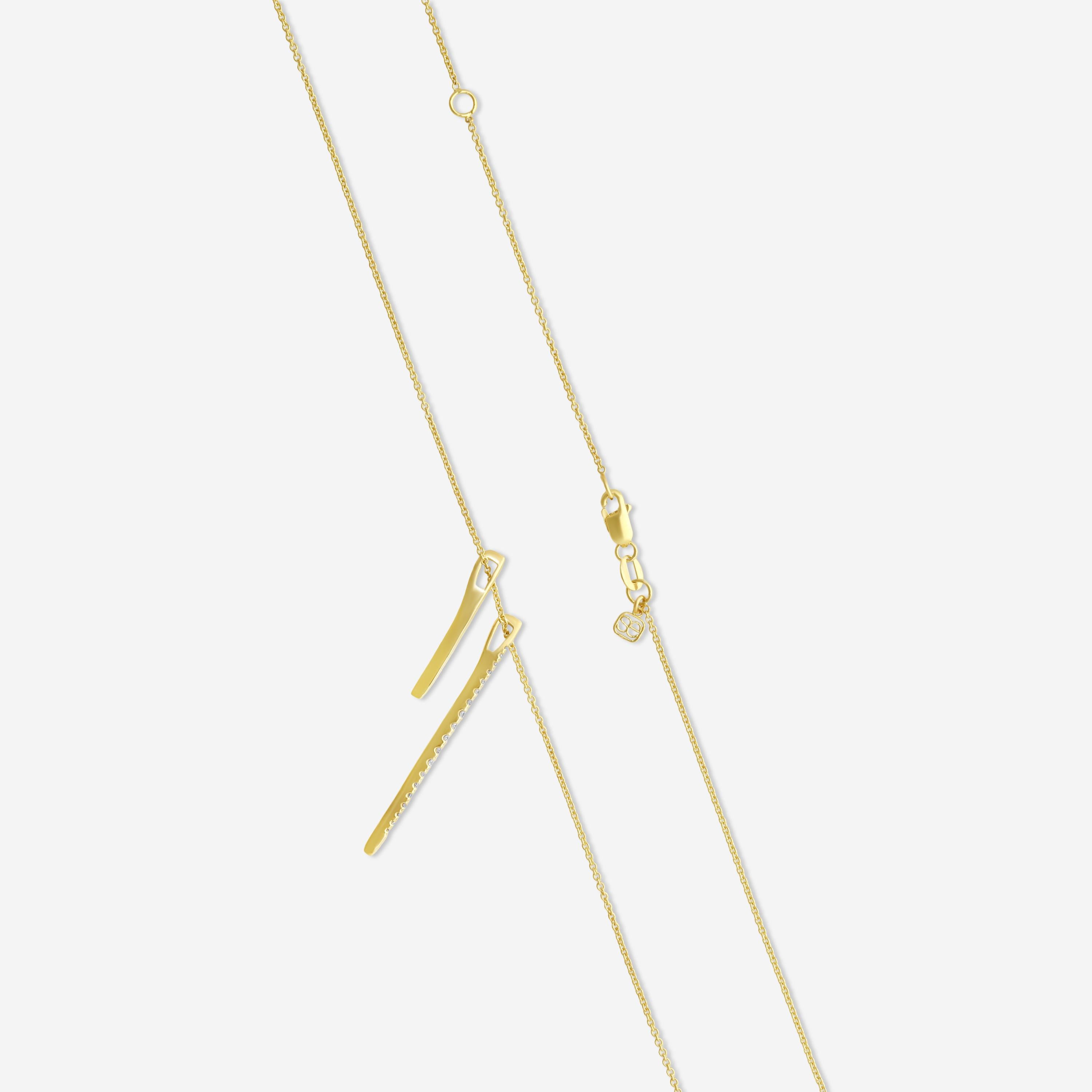 Sydney Evan Double Needle 14K Yellow Gold Diamond Pendant Necklace NJP2578-Y18XT