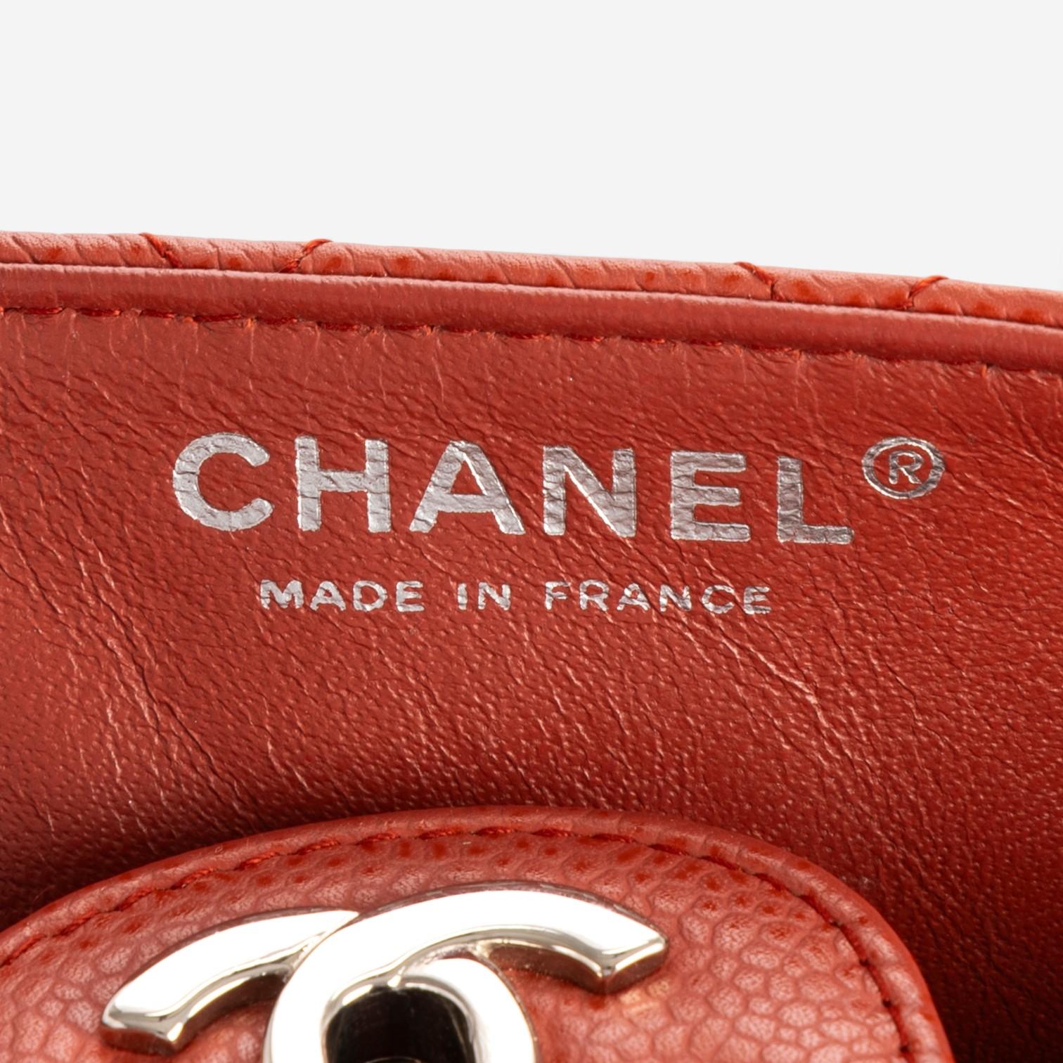 Chanel Guava Caviar Leather East West Flap Bag OAG7050