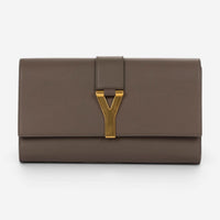 Yves Saint Laurent Classic Y Line Taupe Calf Leather Clutch OAG7742