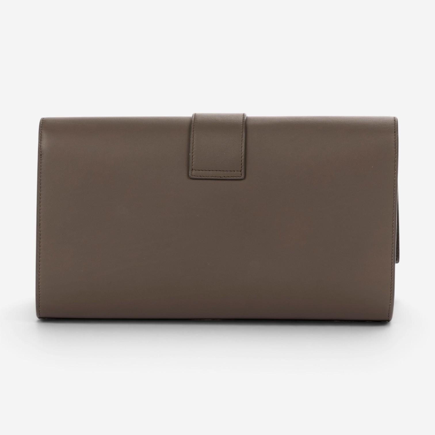 Yves Saint Laurent Classic Y Line Taupe Calf Leather Clutch OAG7742