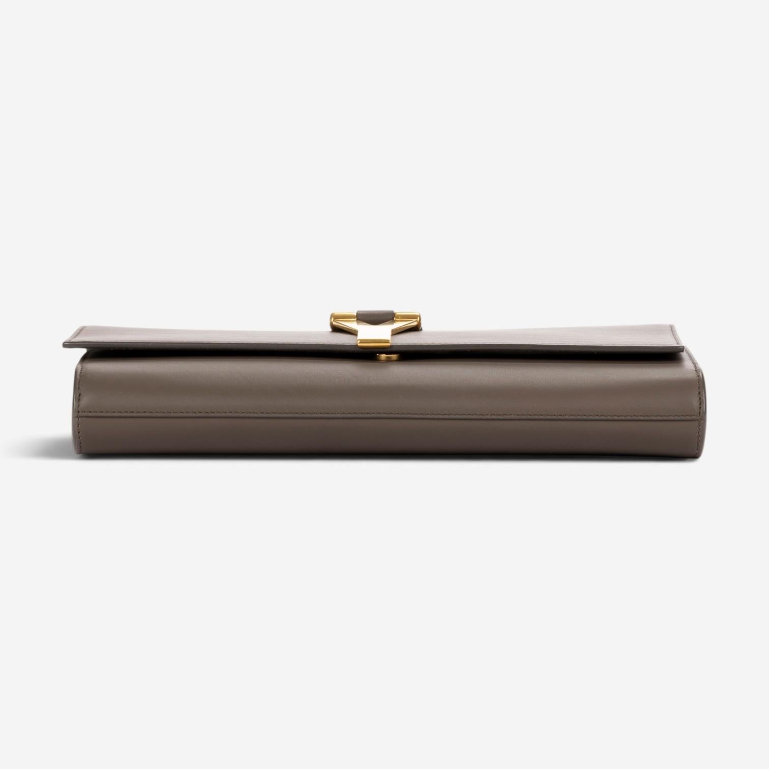 Yves Saint Laurent Classic Y Line Taupe Calf Leather Clutch OAG7742
