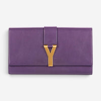 Yves Saint Laurent Classic Y Line Purple Calf Leather Clutch OAG7744