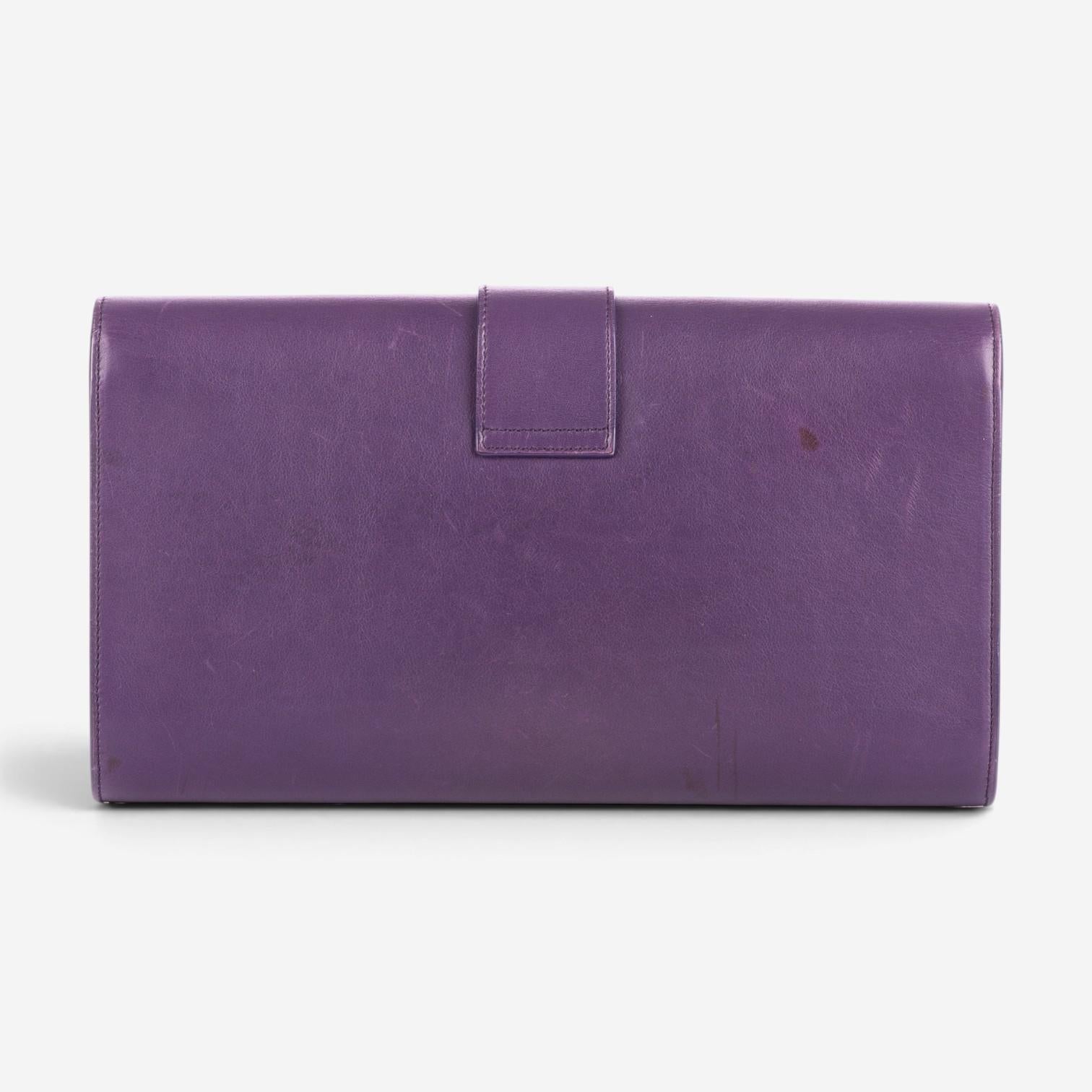 Yves Saint Laurent Classic Y Line Purple Calf Leather Clutch OAG7744