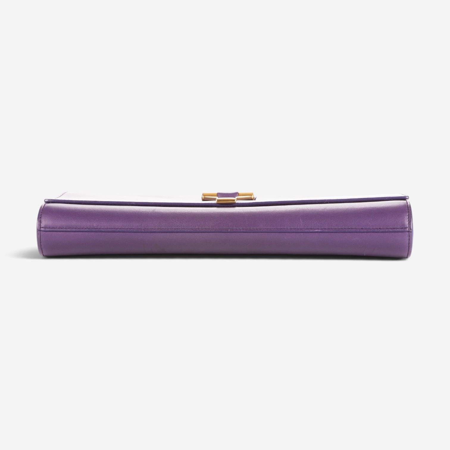 Yves Saint Laurent Classic Y Line Purple Calf Leather Clutch OAG7744