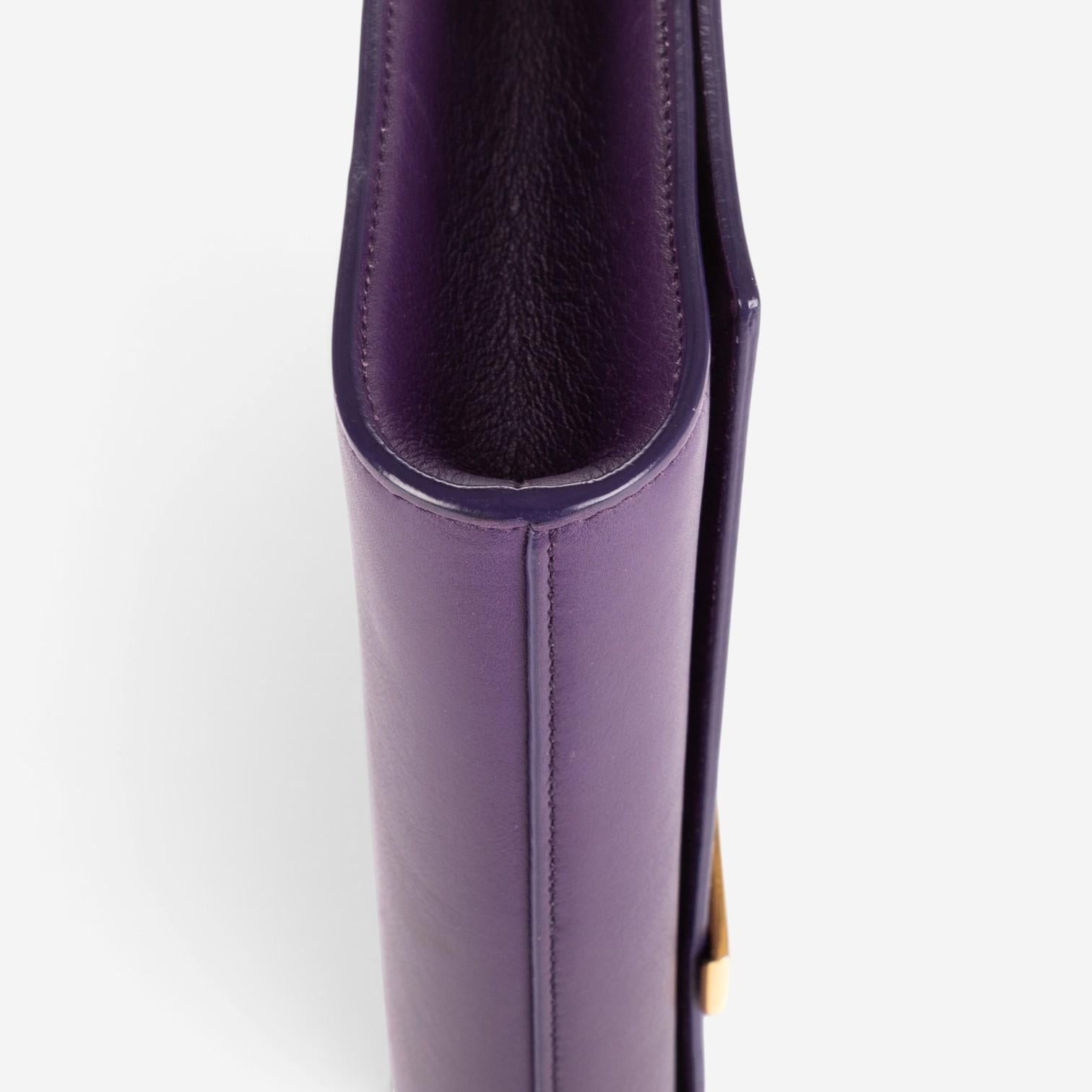 Yves Saint Laurent Classic Y Line Purple Calf Leather Clutch OAG7744