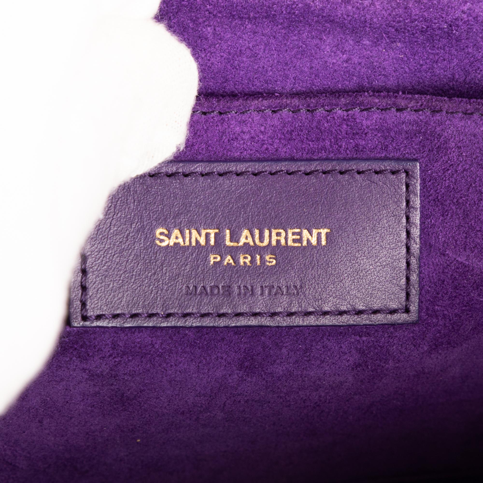 Yves Saint Laurent Classic Y Line Purple Calf Leather Clutch OAG7744